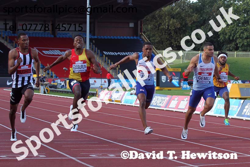 Mens 100 metres, 2019 Muller British Championships, Alexander Stadium, Birmingham. Photo: David T. Hewitson/Sports for All Pics